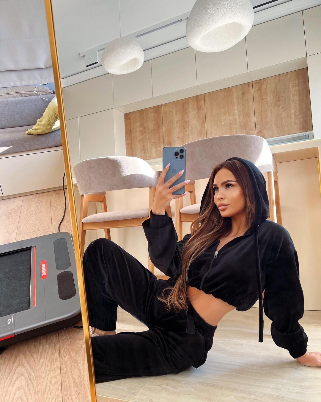 Women Long Sleeve Zipper Casual Hoodies and Long PantsTwo Piece Set 5