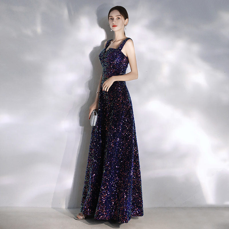 Women Sequin Suspender Annual Meeting Evening Dress（Processing time need 3-6 days） 3