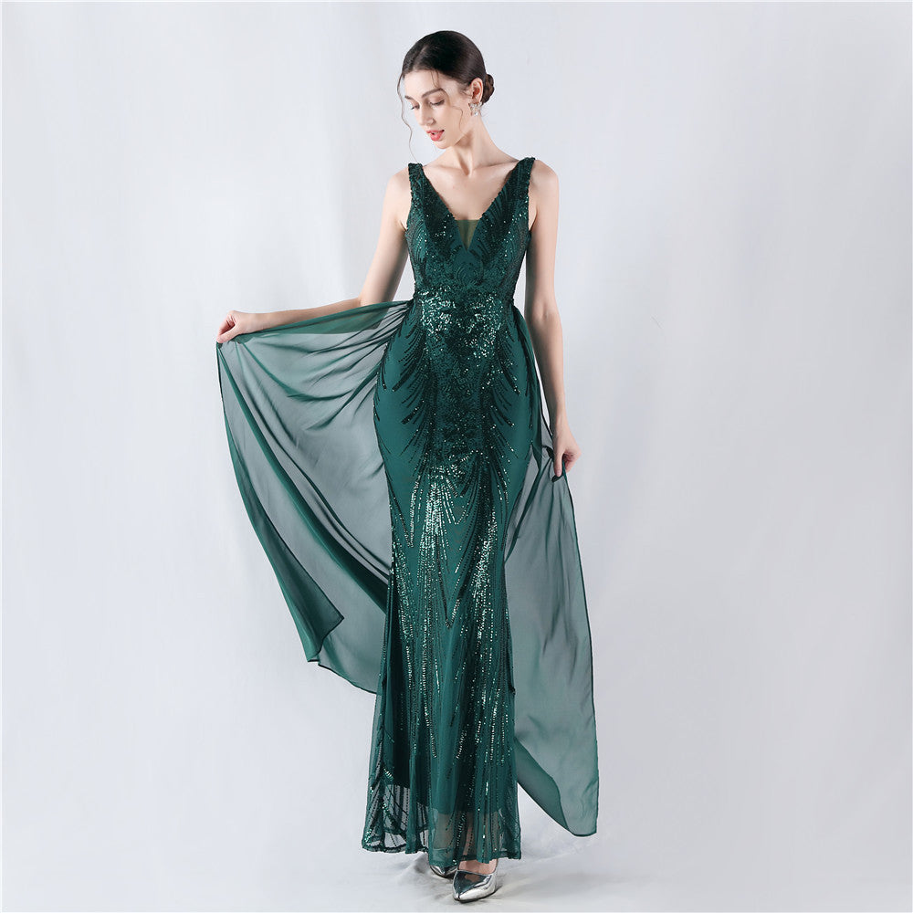 Plus Size Women Sequined Formal Party Maxi Evening Dress 8