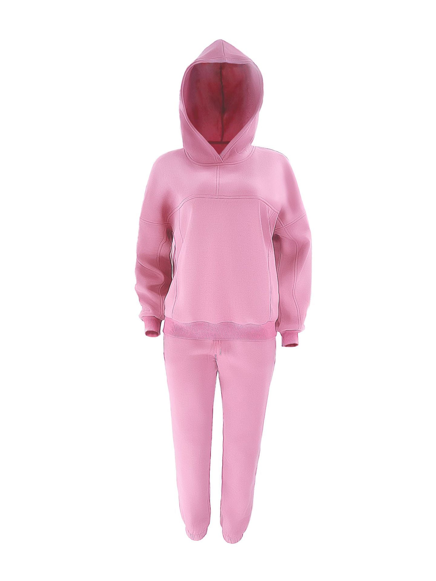 Women Solid Hoodies and Pant Casual Two-piece Set 30