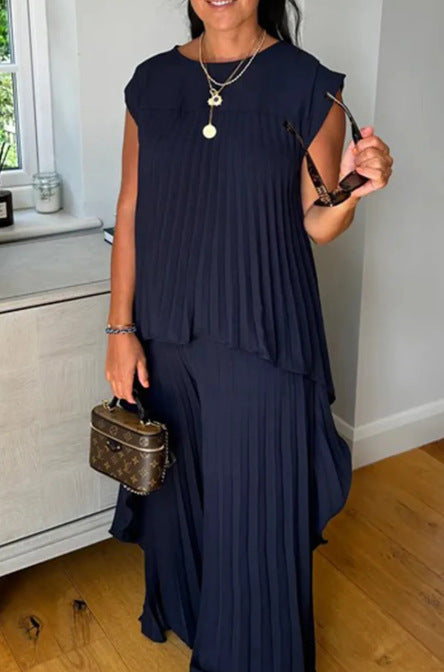 Women Round Neck Solid Raglan Sleeve Top and Pants Two-piece Set 17