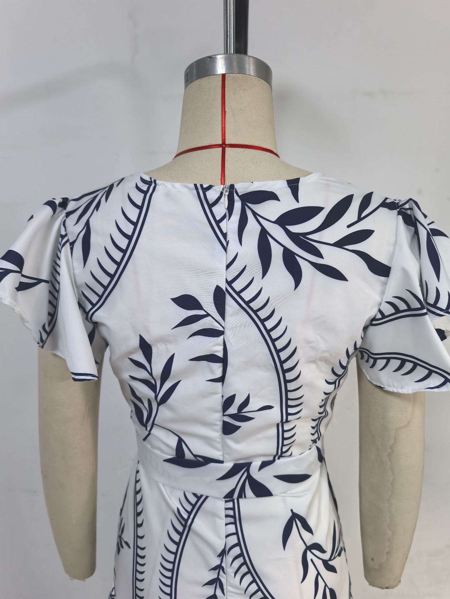 Women Spring/Summer Printed Ruffle V-Neck Sexy Maxi Dress 13