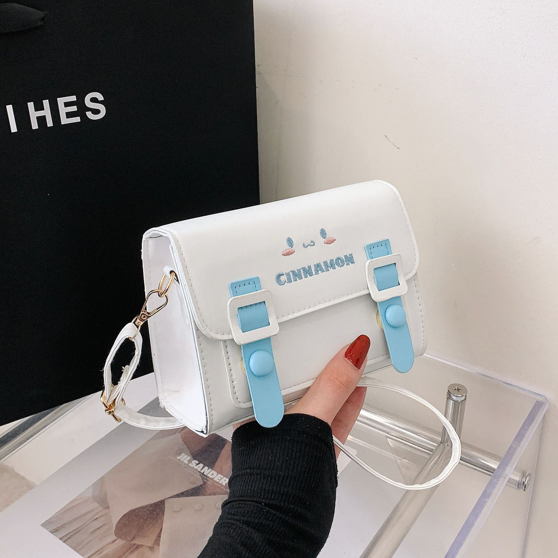 Women Small Square Bag Contrast Color Single Shoulder Crossbody Bag 11