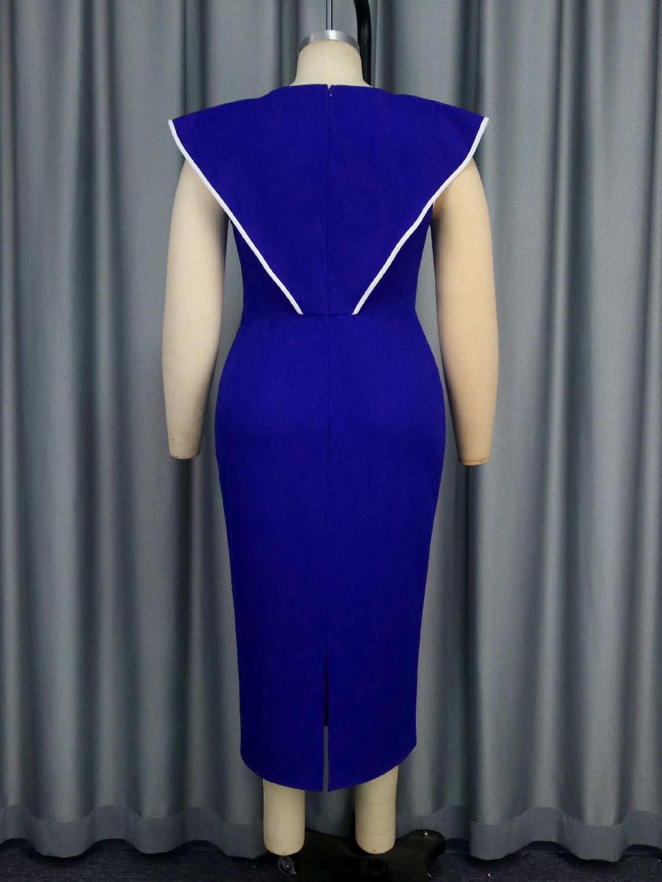 Plus-Size Contrast Flower Ruffle Sleeve Elegant Chic Formal Party Dress 20