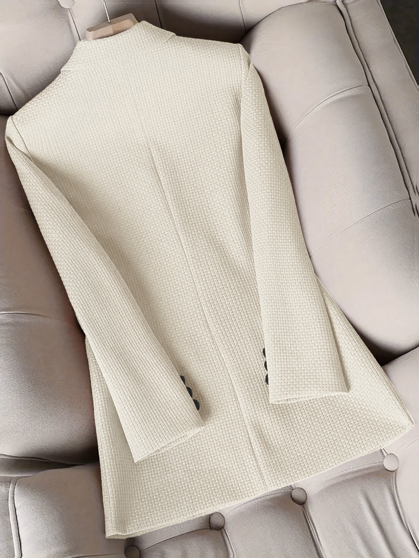 Women Turndown Collar Retro Elegant Career Button Blazer 12