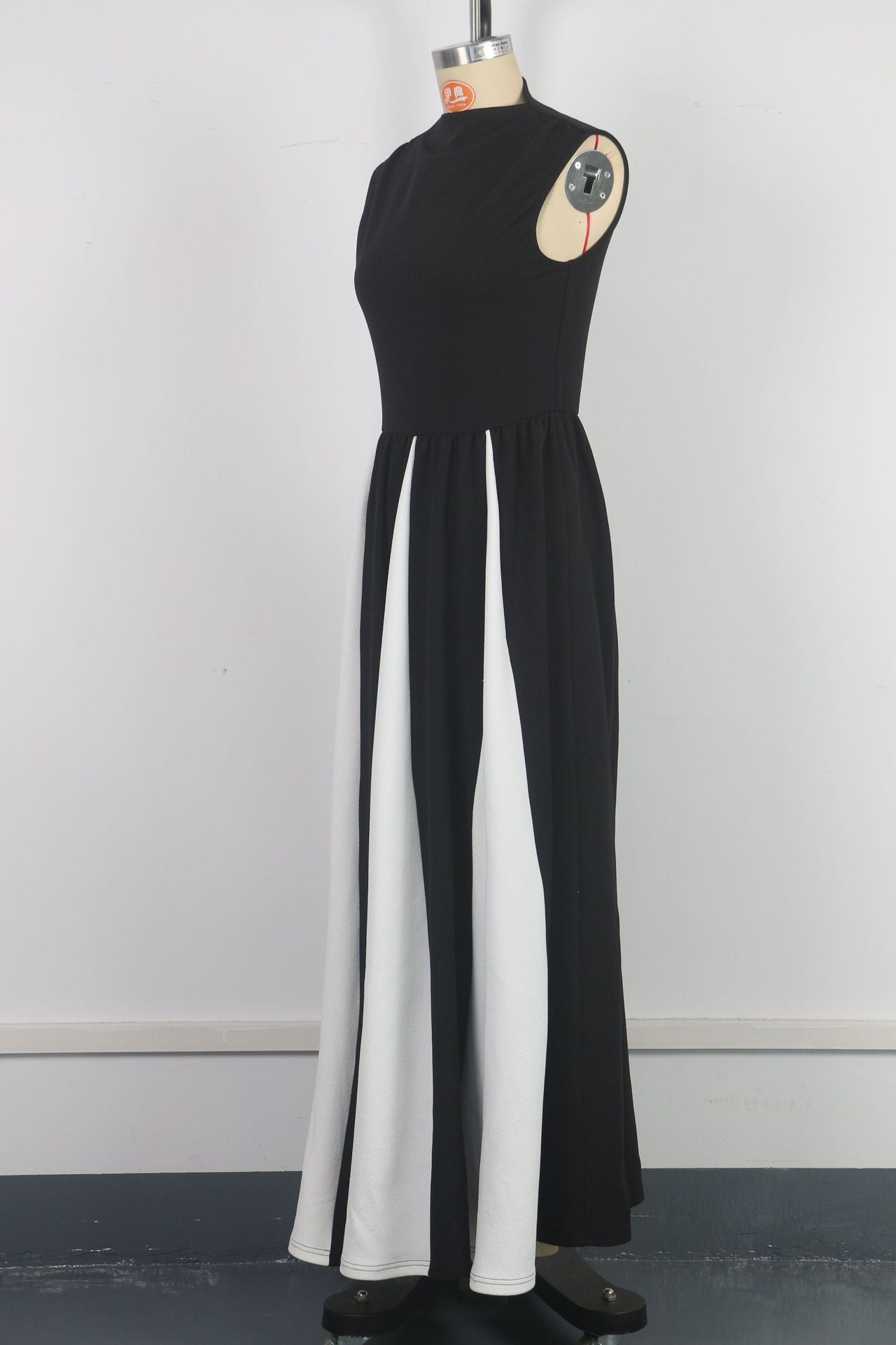 Womenƒ??s Elegant Evening Gown Contrast Patchwork Sleeveless Maxi Dress 10