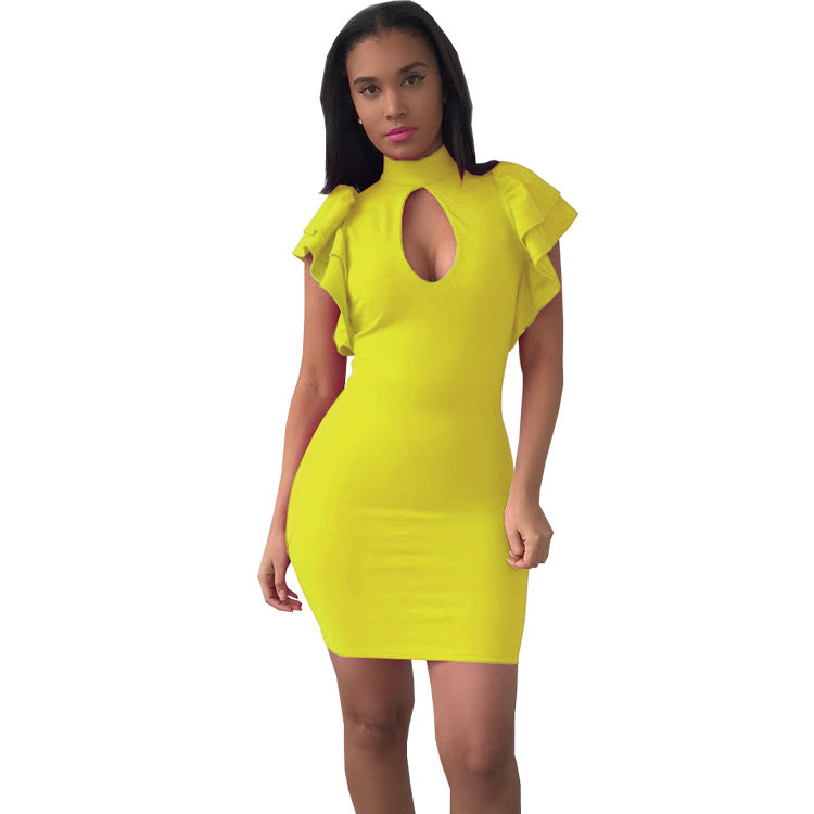 Women ruffled Plunging Bodycon Dress 8