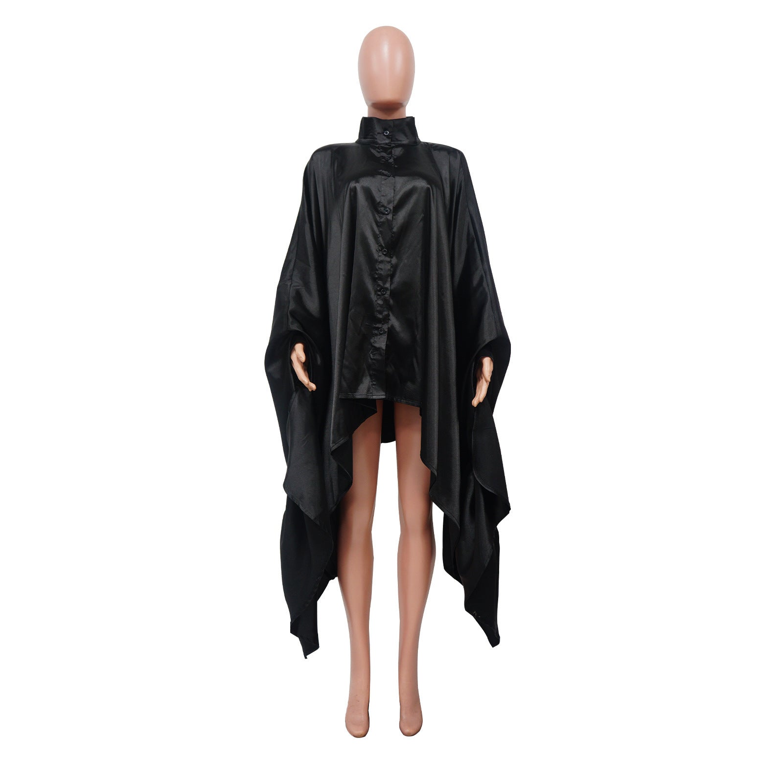 Women 's Autumn Pleated Long Solid Color Shawl Shirt 16