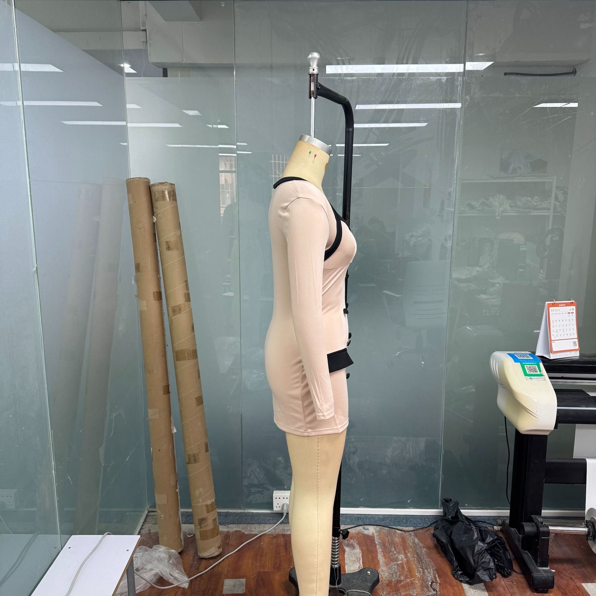 Long Sleeve Solid Color Summer Patchwork Mini Dress 9