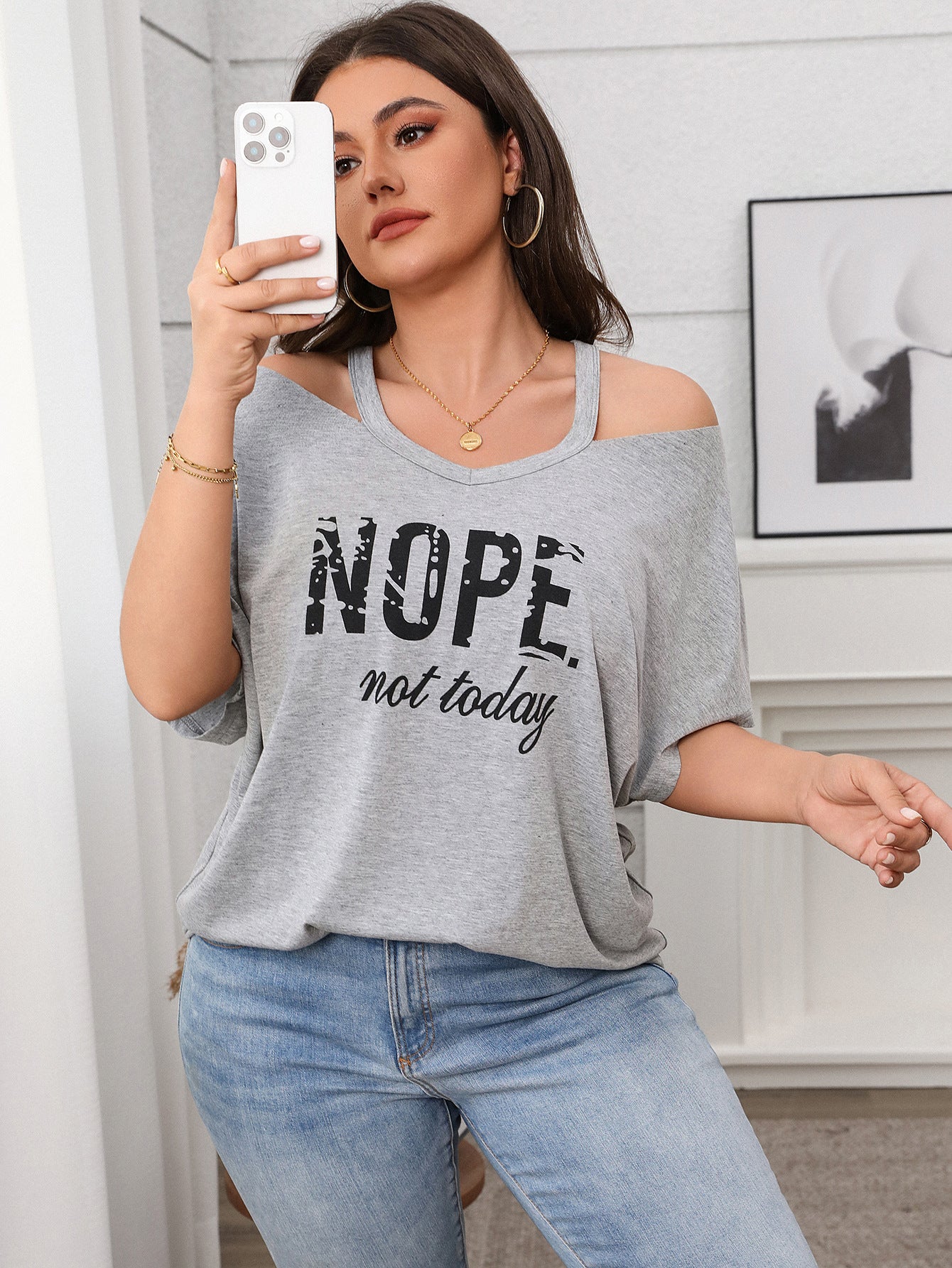 Spring Casual Plus Size Women's Short-Sleeve Off-Shoulder Top 9