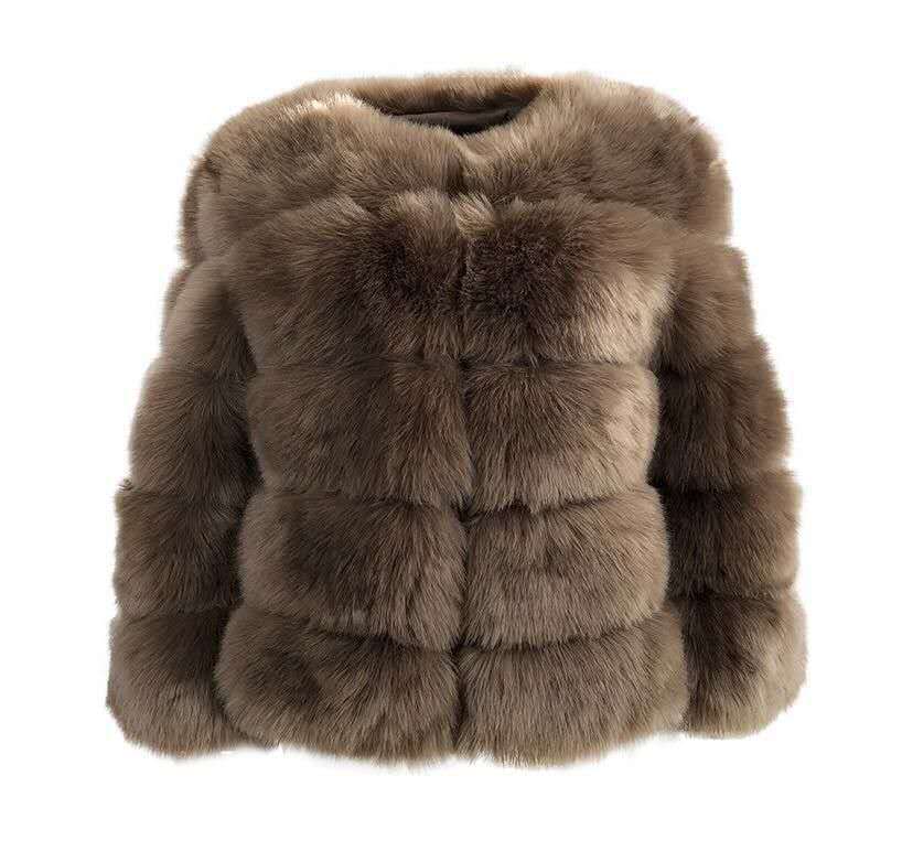 Women's Cropped Long Sleeve Fur Faux Fur Coat 41