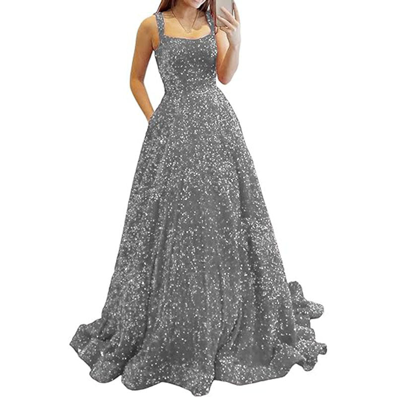 Luxury Sequin Prom Dress Side Slit Glitter Long A Line Formal Party Evening Dress(process time 3-7days) 9