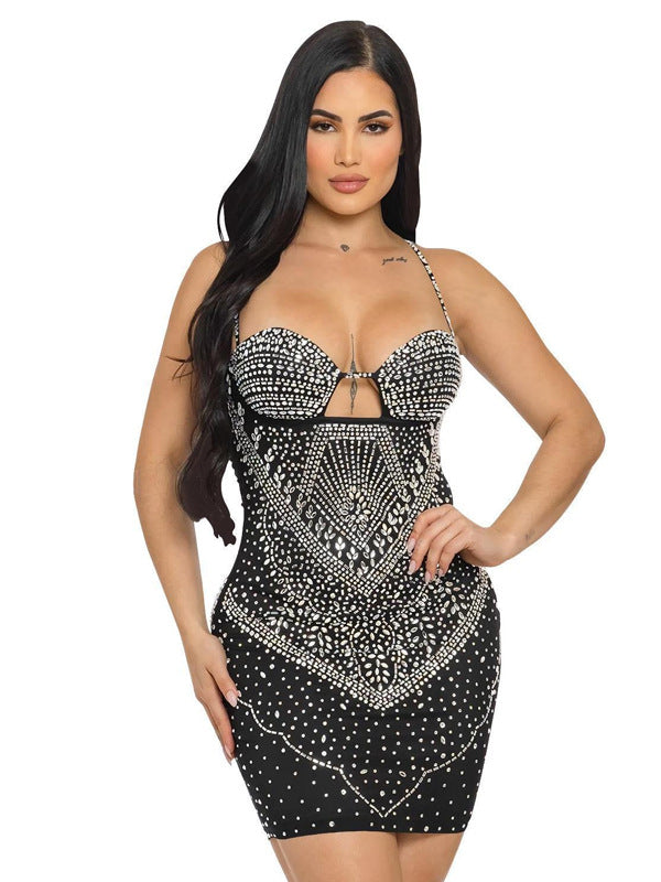 Women Sexy Mesh Bodycon Backless Formal Party Strap Dress 3