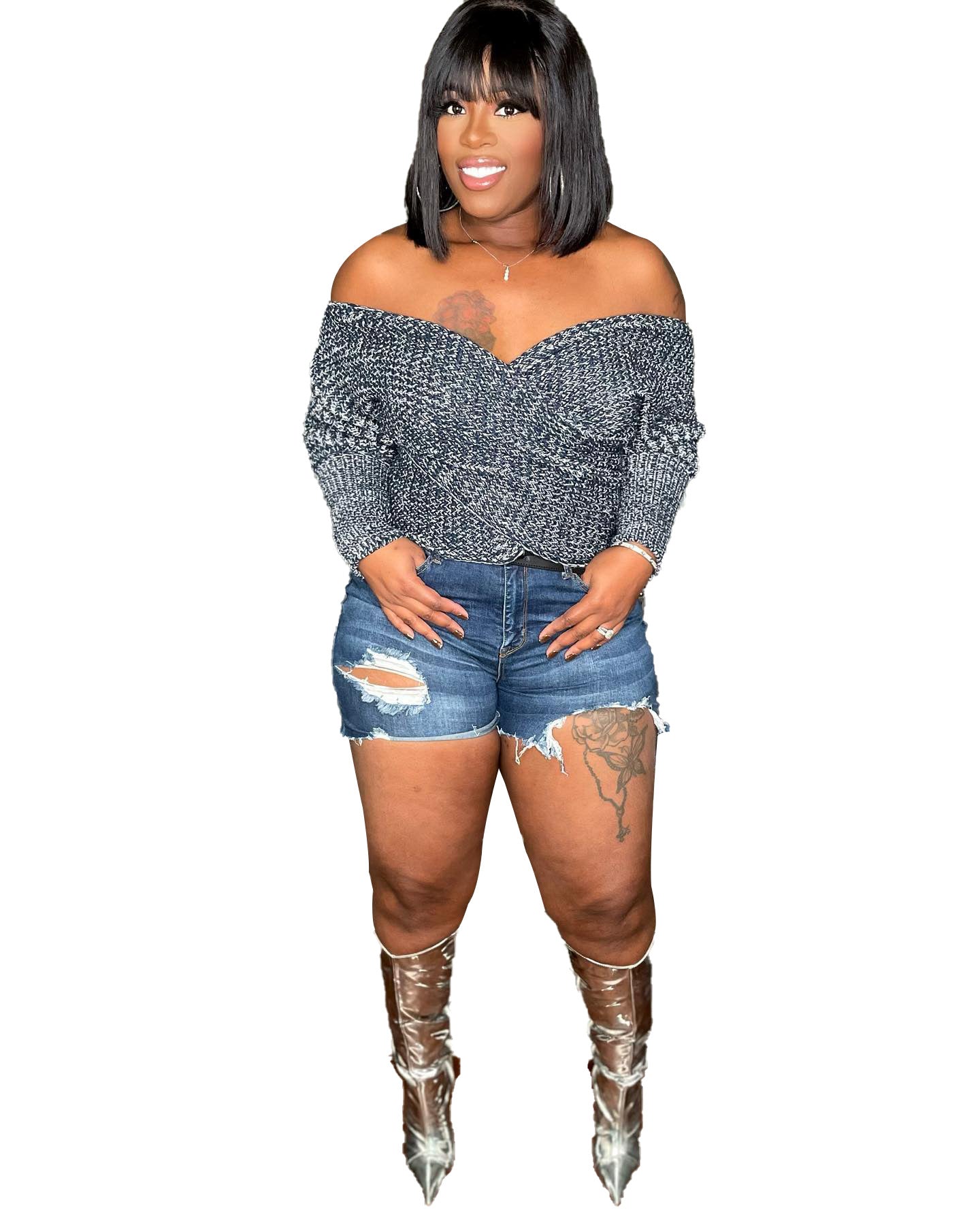 Women Backless Off Shoulder Long Sleeve Sweater 5