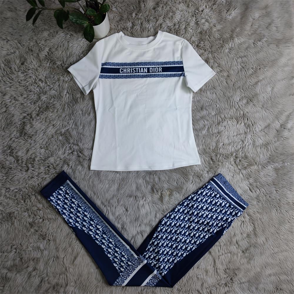 Women printed short-sleeved Top + long pants two-piece set 5