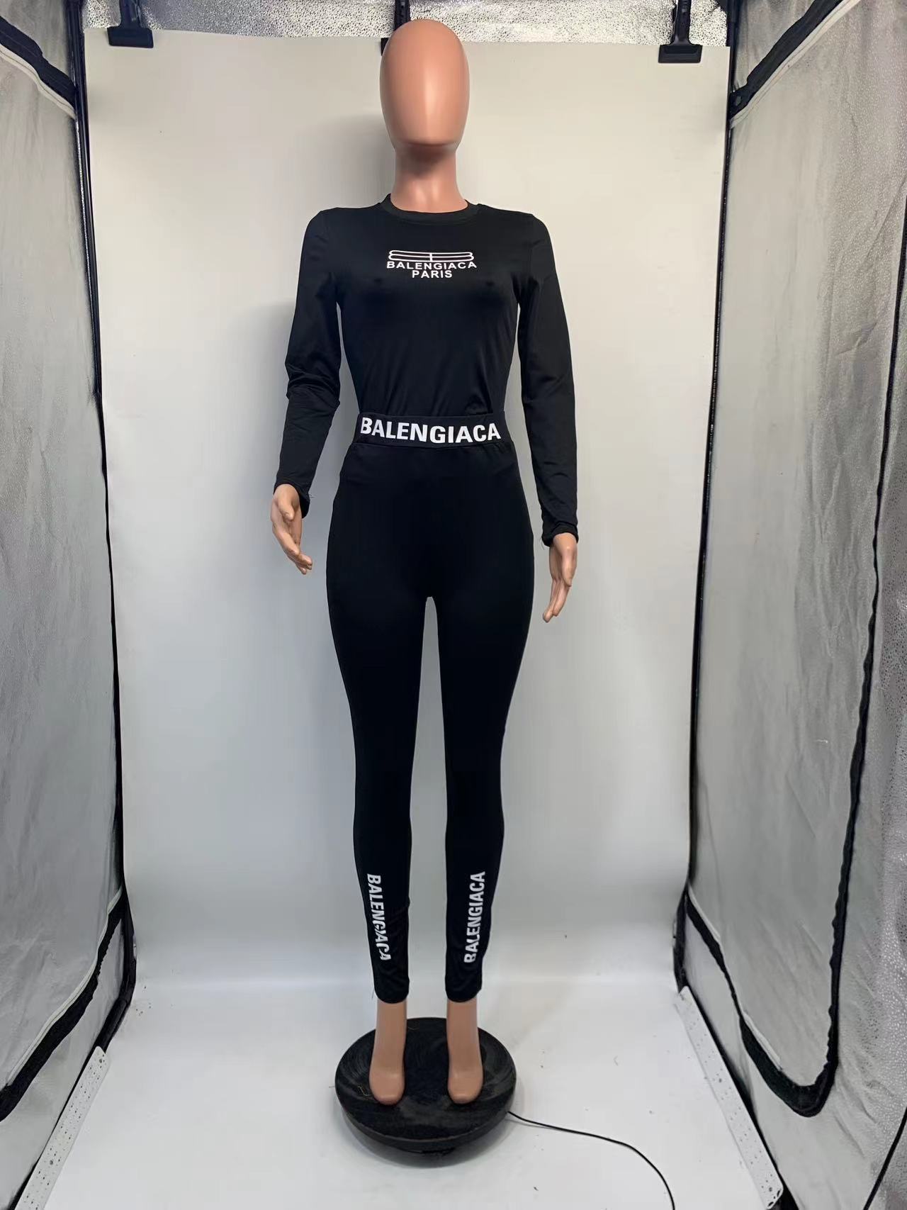 Women Letter Print Long Sleeve Top and Pants Two-Piece Set 10