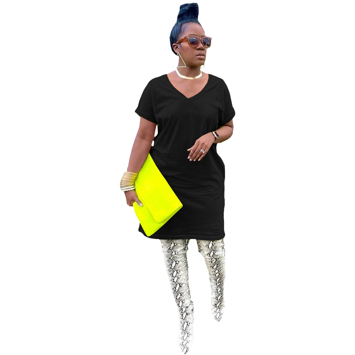 Women's V-Neck Solid Color Women's Fashion Dress 13