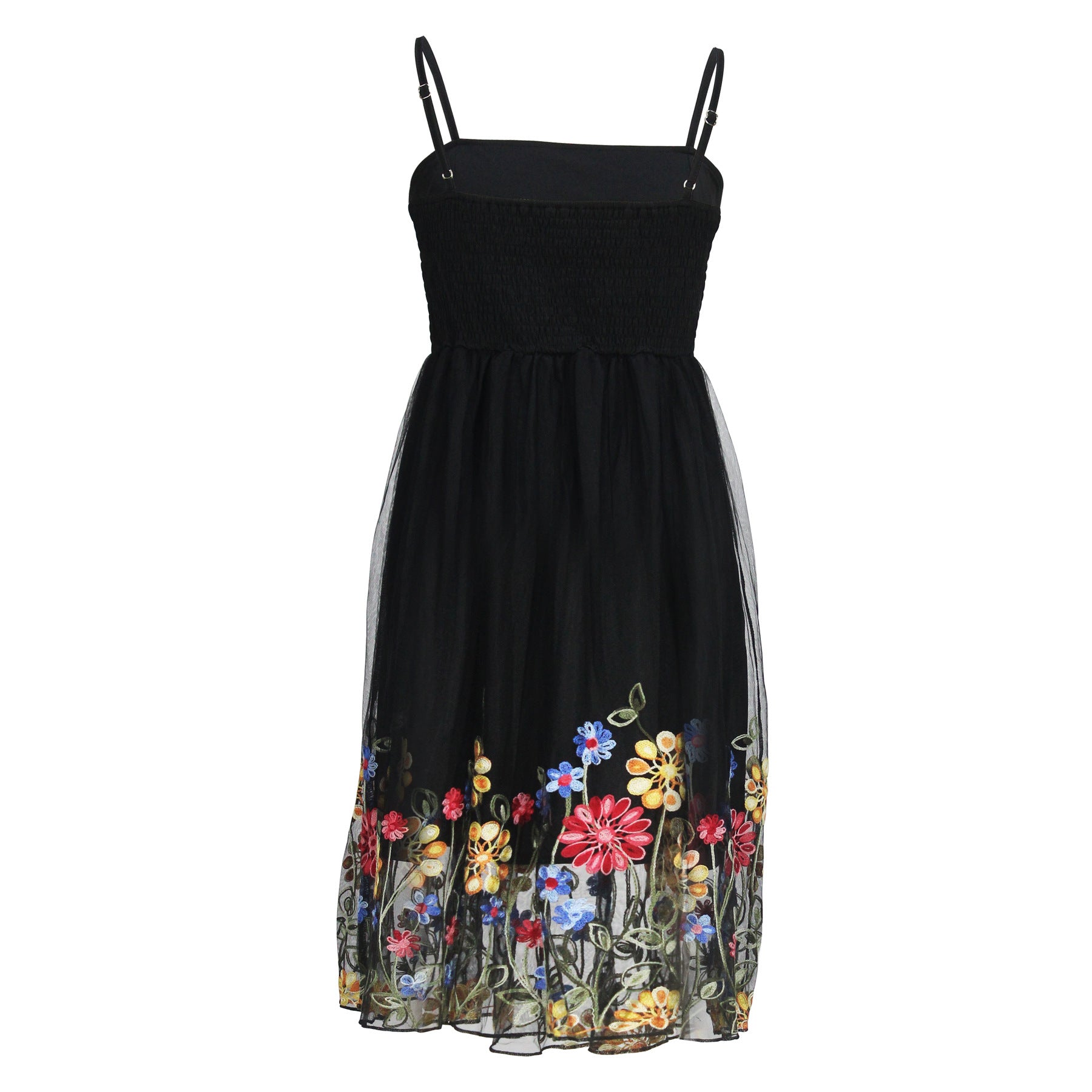 Women Elegant Solid Mesh Embroidered Dress 11