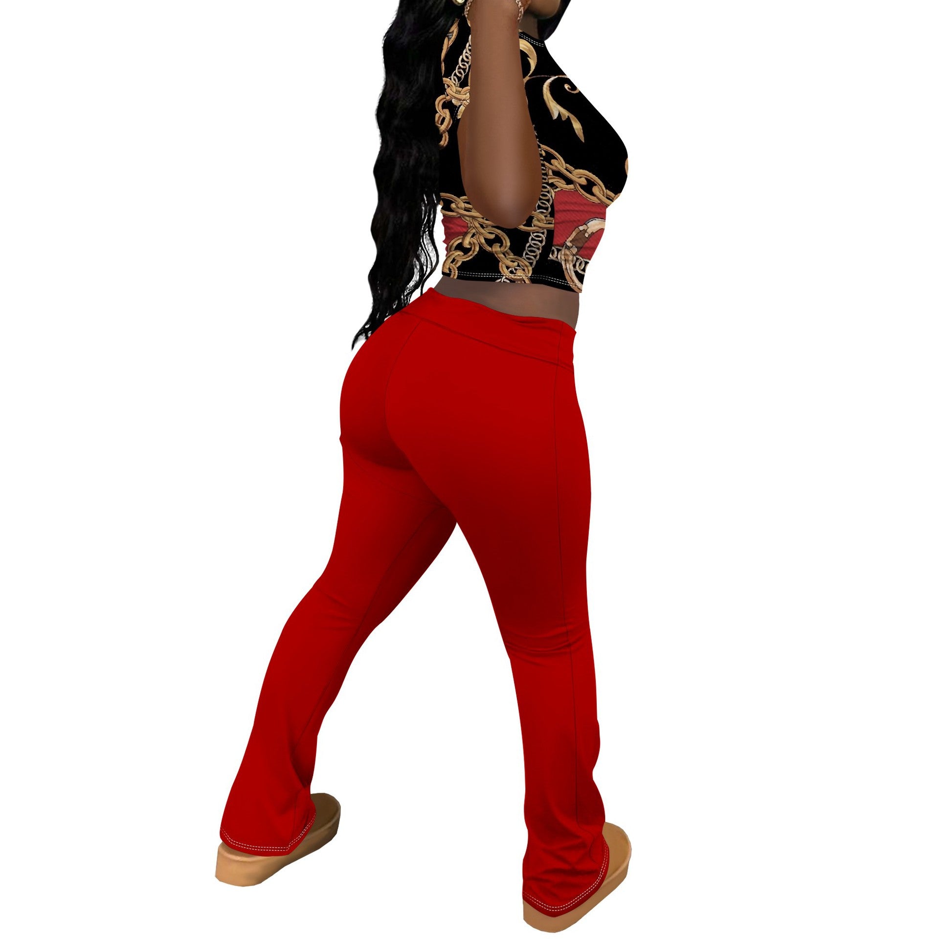 Women Casual Printed Short-Sleeved Top and Pants Two-Piece Set 13