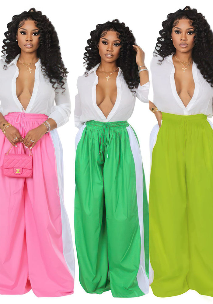 Fashion Casual Color Matching Wide-Leg Pants Women's Clothing