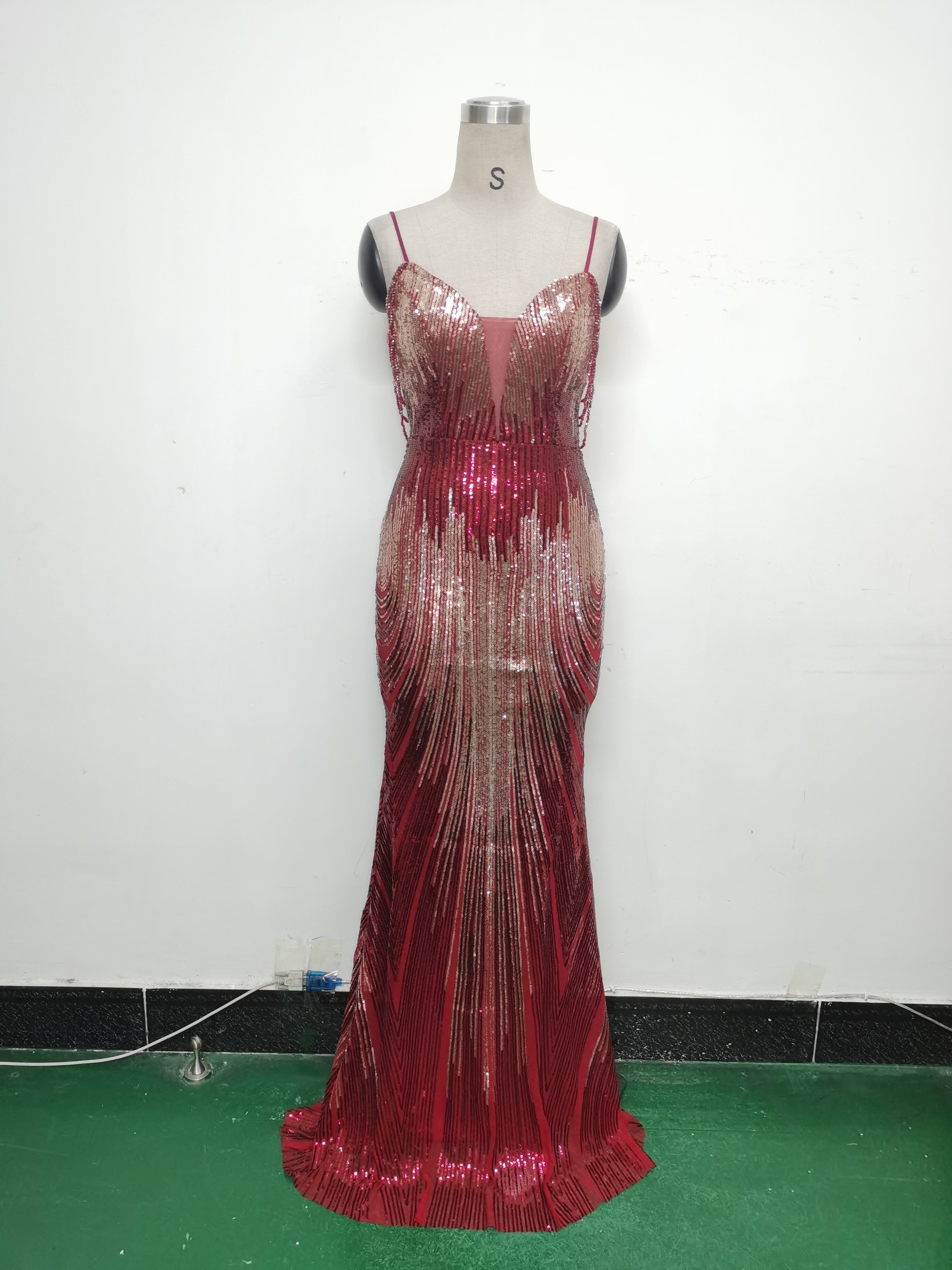 Women sequined beaded evening dress 26