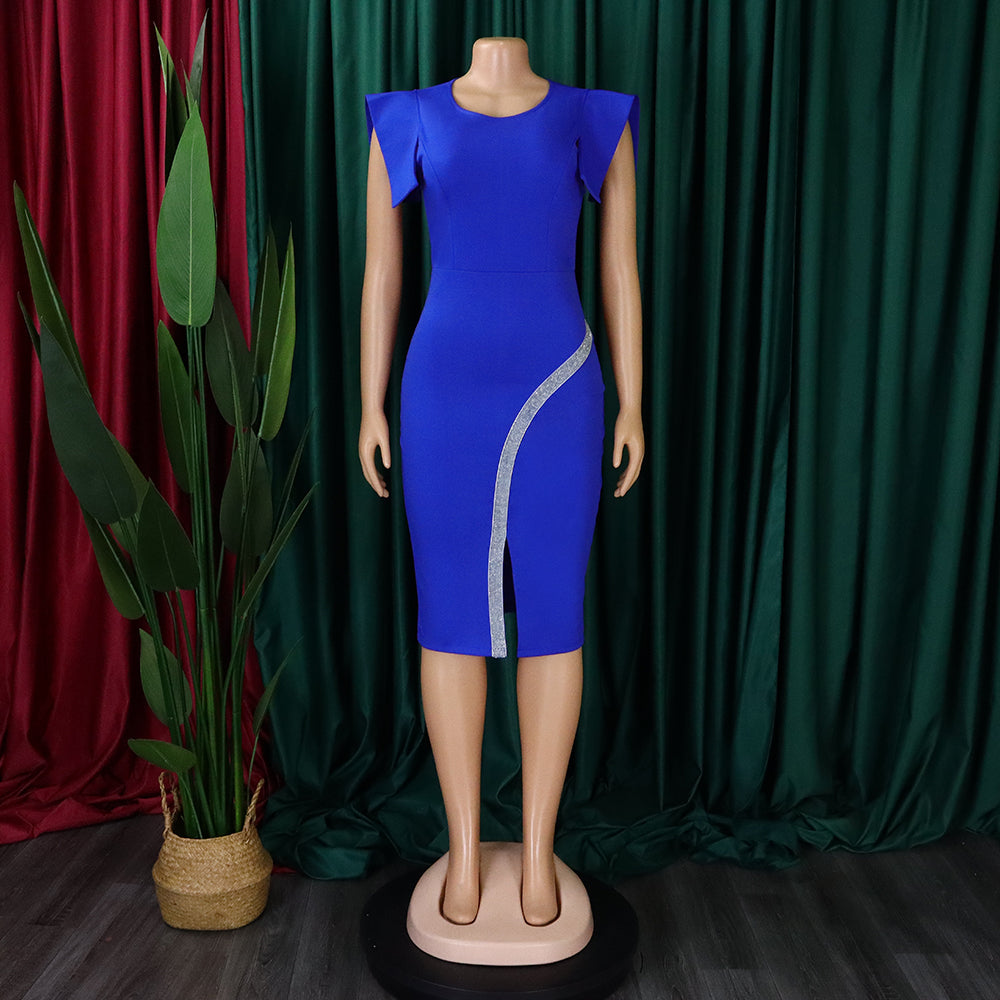 Women Summer Short Sleeve Bodycon Split Dress 13