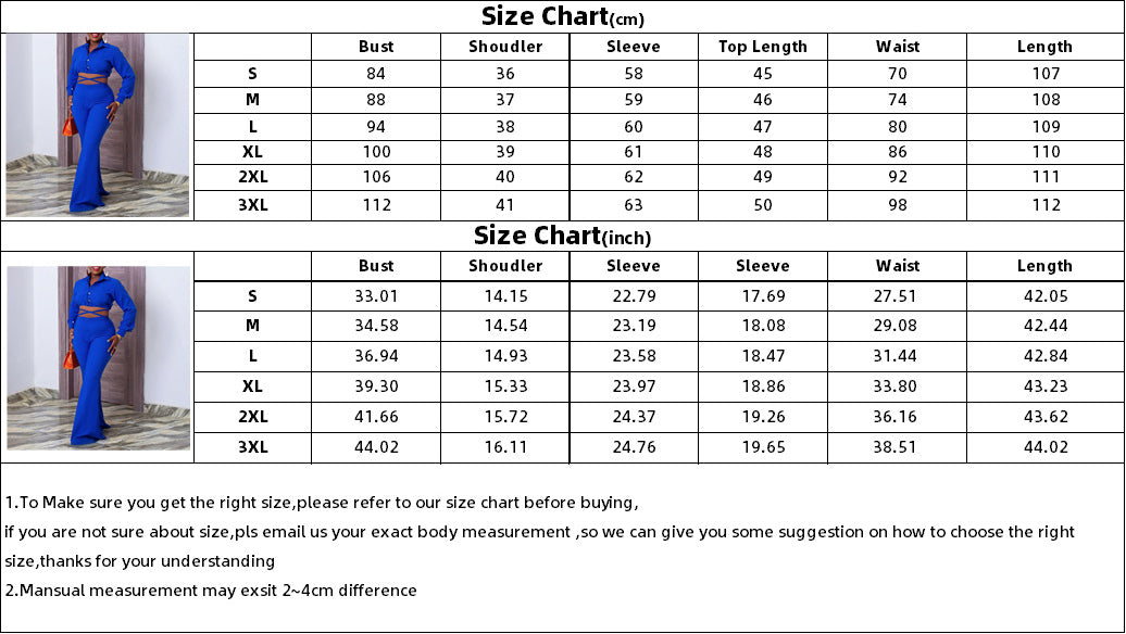Women Plus Size Fashion Chic Turndown Collar Shirt High Waist Bell Bottom Pants Two Piece Suit