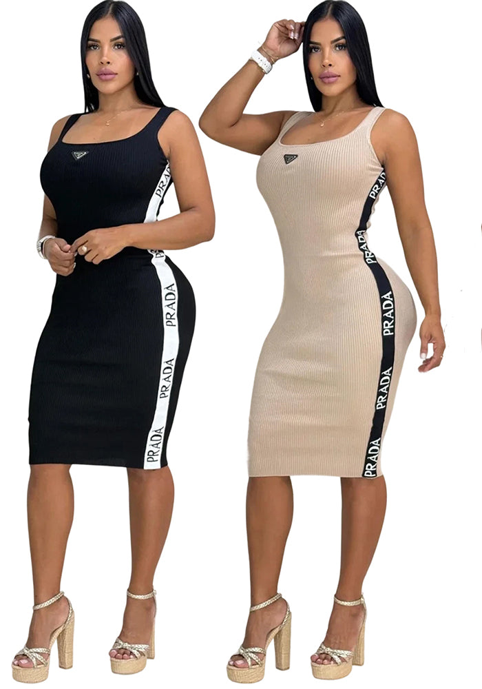 Women sexy knitting sleeveless dress