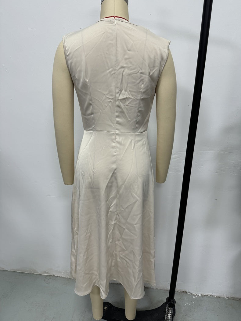 Women Summer Pleated Satin Maxi Dress 6