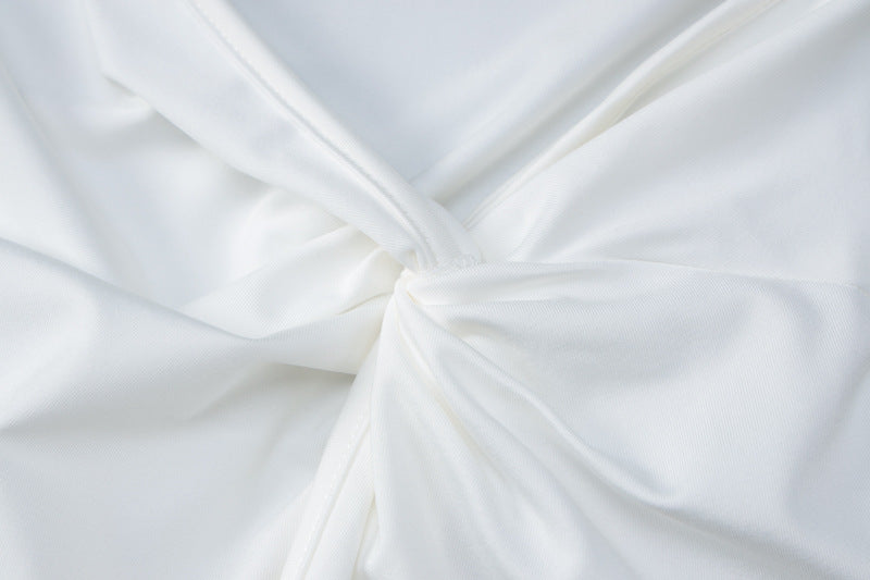 Women autumn sexy long-sleeved v-neck Top and high-waist slit Skirt two-piece set 13