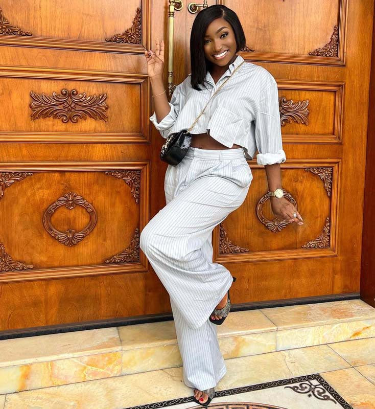 Plus Size Women African Stripe Turndown Collar Shirt Casual Wide Leg Pants Two Piece Set 4