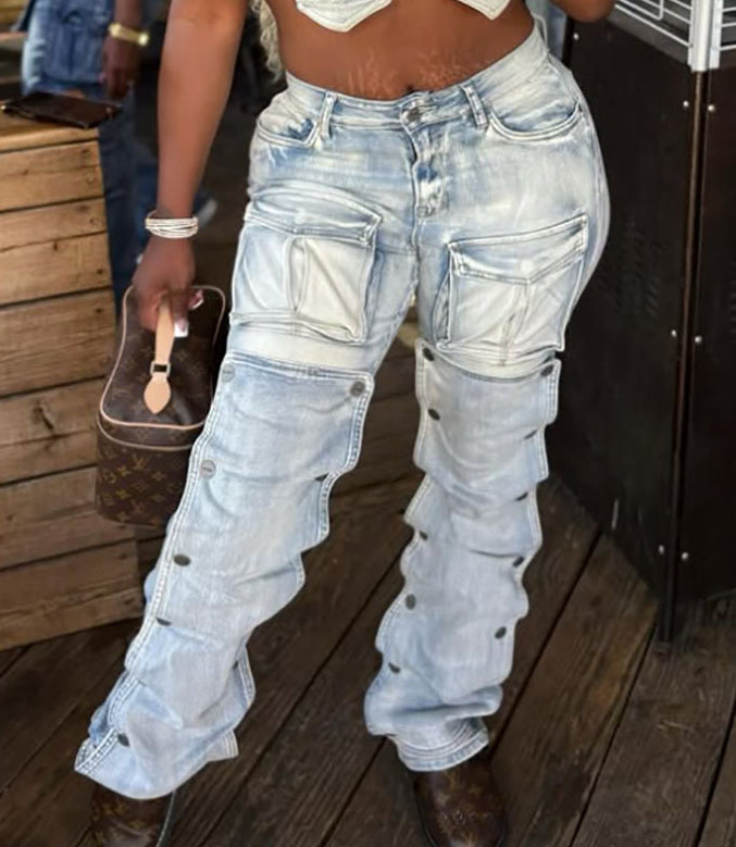 Women street Cargo Denim Pants