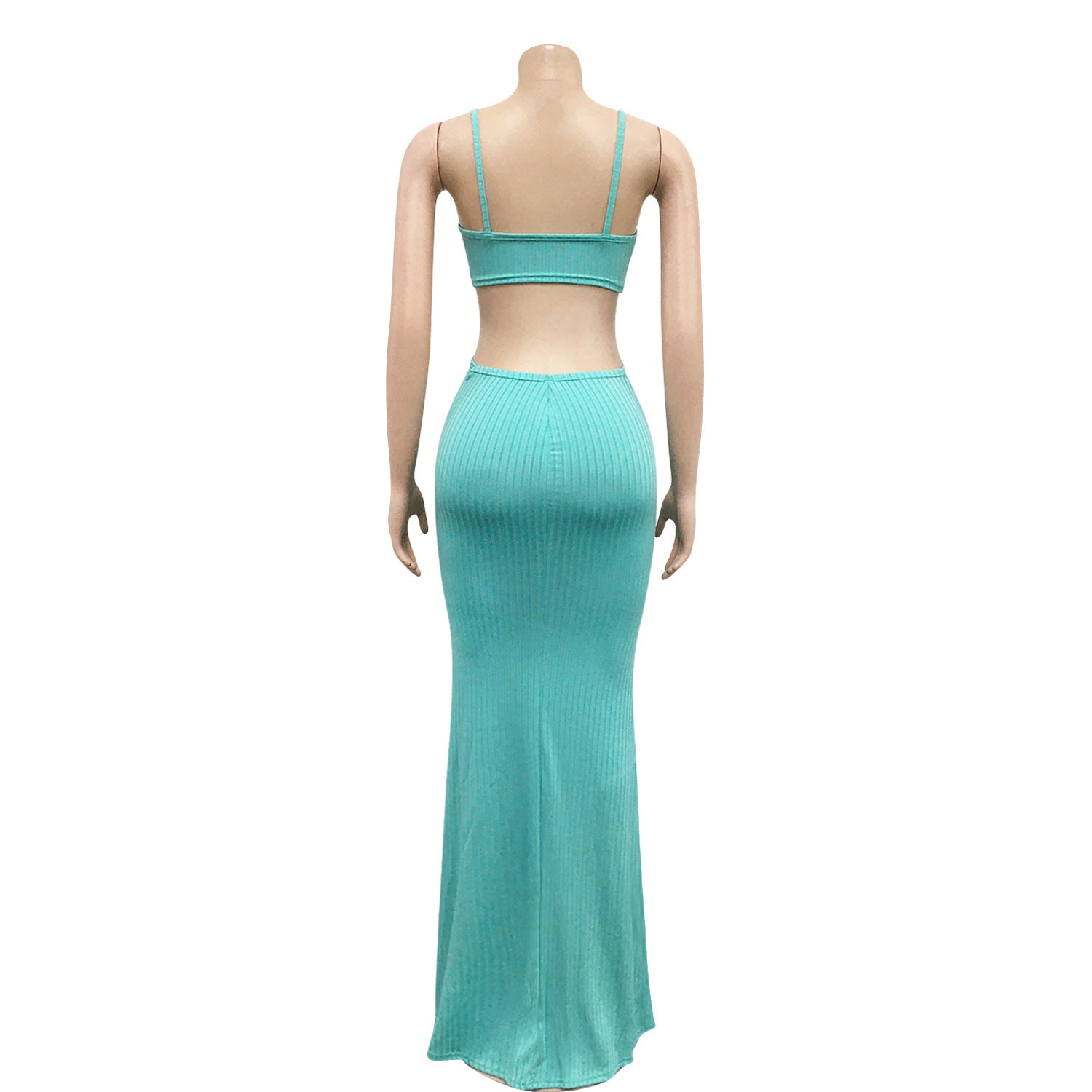 Sexy Knitted Strap Solid Color Dress for Women 27