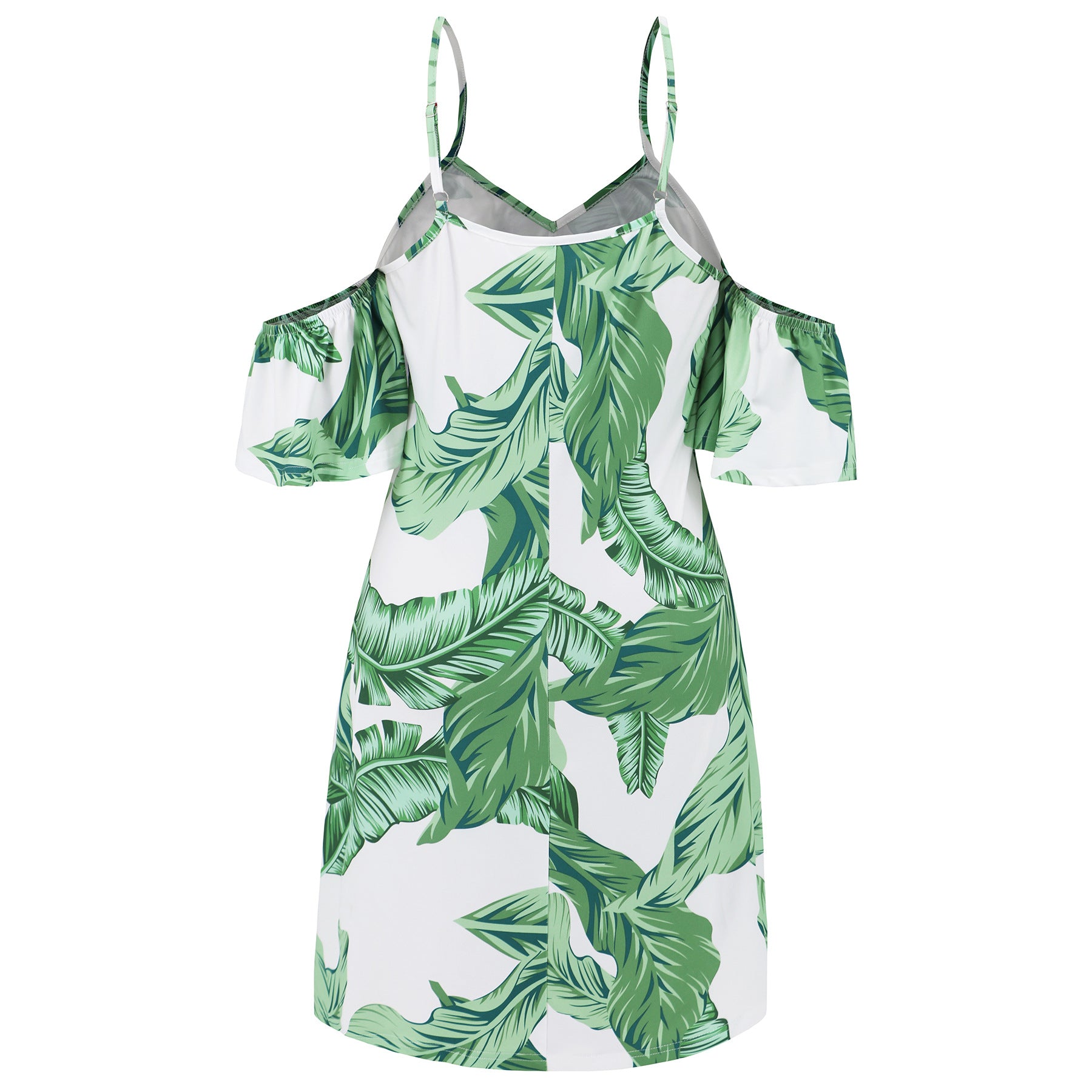 Summer Fashion Sexy Strap Ruffle Sleeve V-Neck Print Chic Dress 13