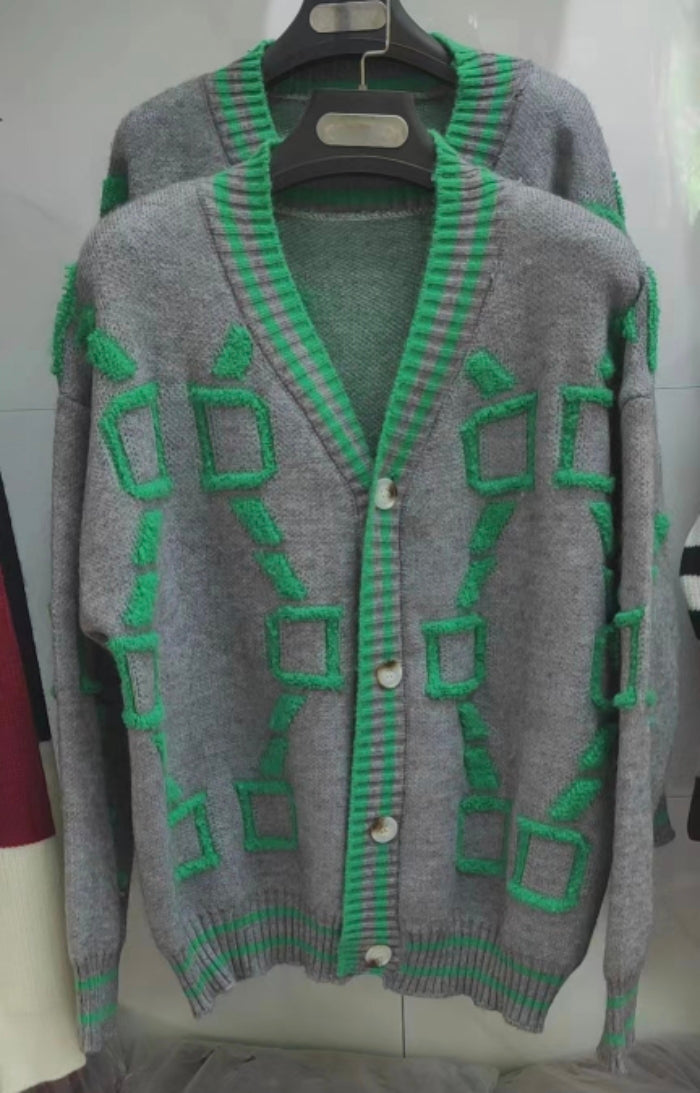 Autumn And Winter Sweater Jacket Single-Breasted Embroidered V-Neck Top Loose Knitting Cardigan 13