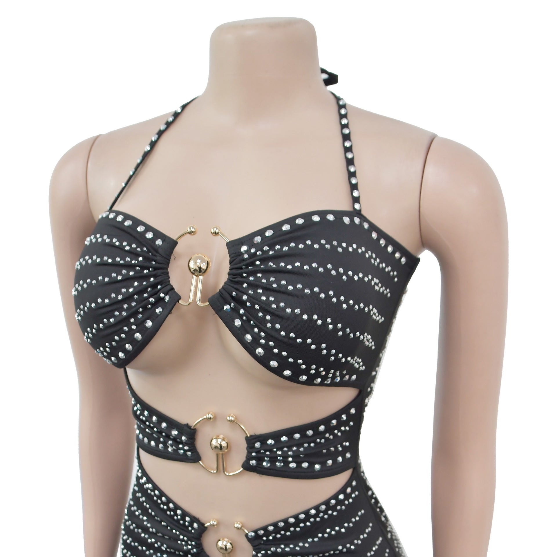 Women Beaded Suspender Short Skirt Dress 13