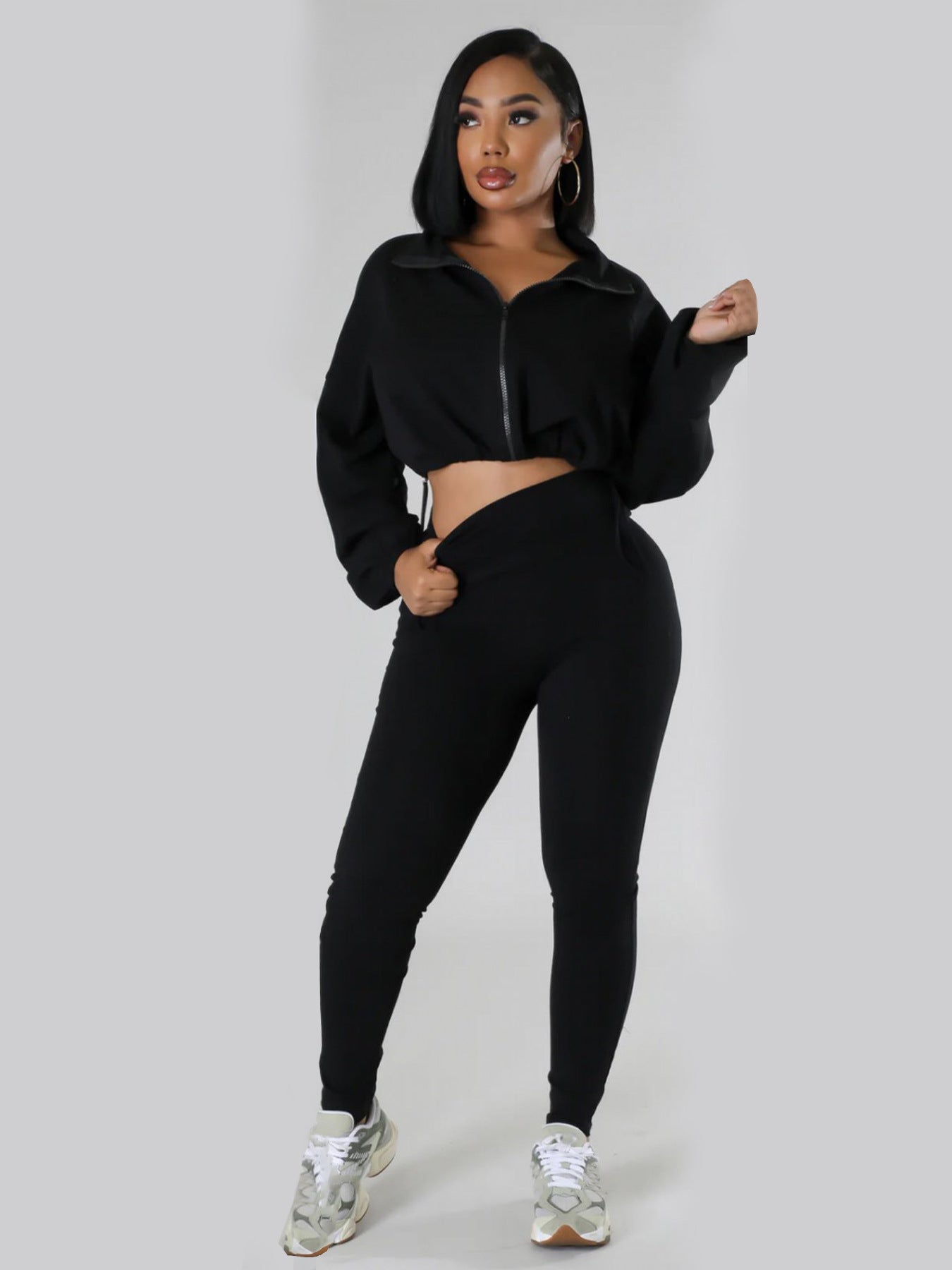 Women hooded loose long-sleeved top and long pants sports two-piece set 3