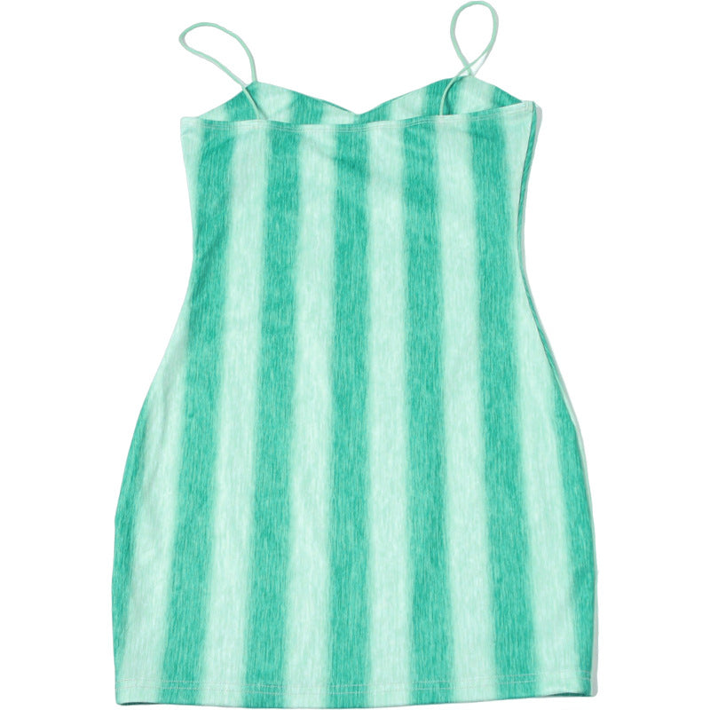 Women summer Casual Style striped print sleeveless suspender Bodycon Dress 13