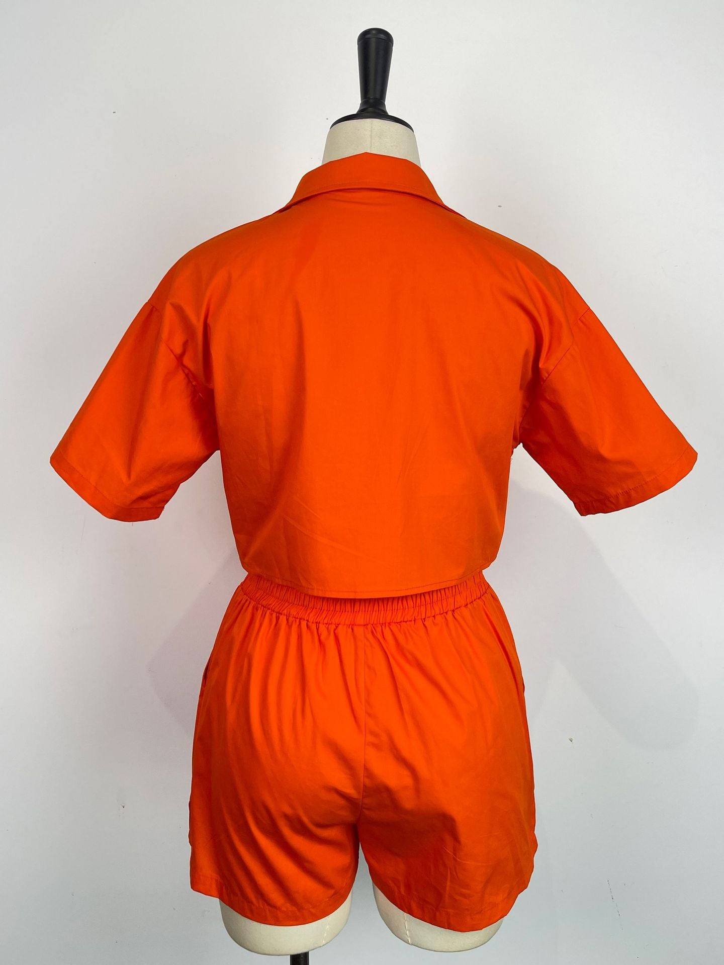 Ladies Short Sleeve Shirt Set Elastic Pocket Shorts Two-Piece Set 30