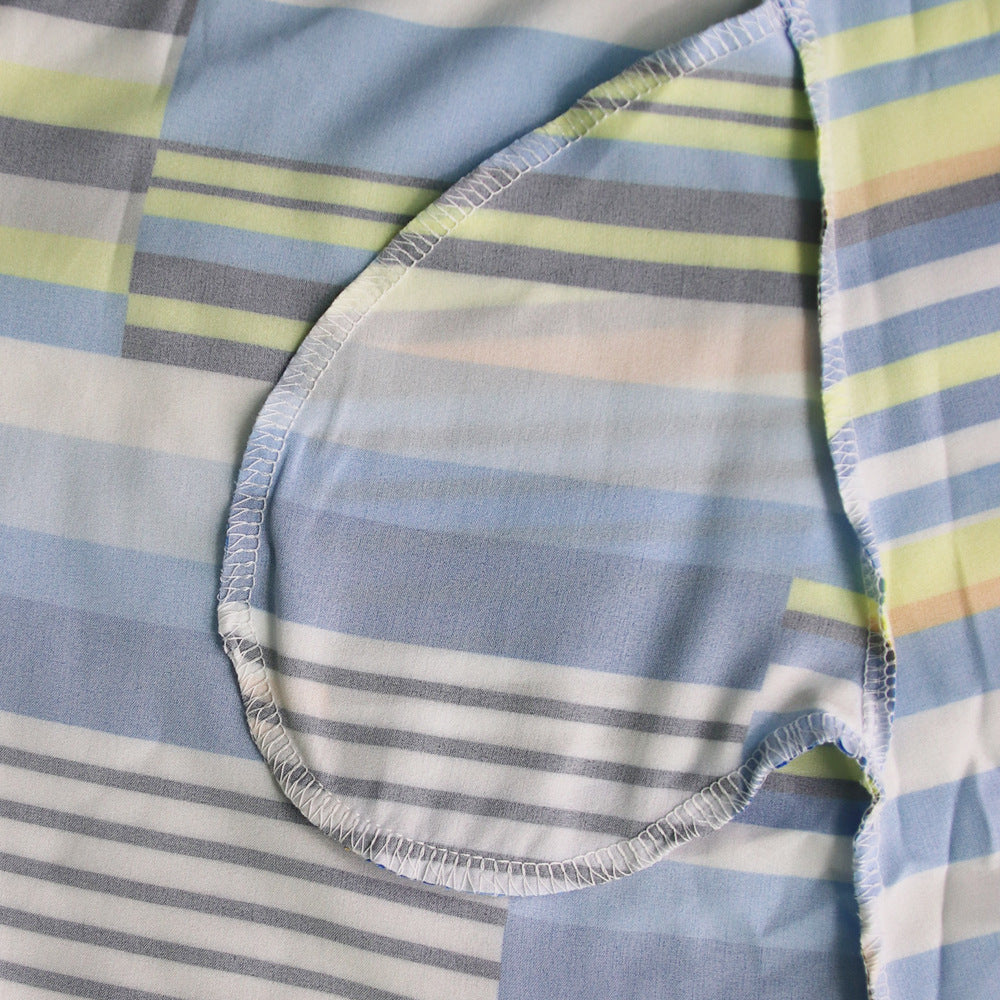 Women Irregular Print Turndown Collar Long Sleeve Maxi Dress 13