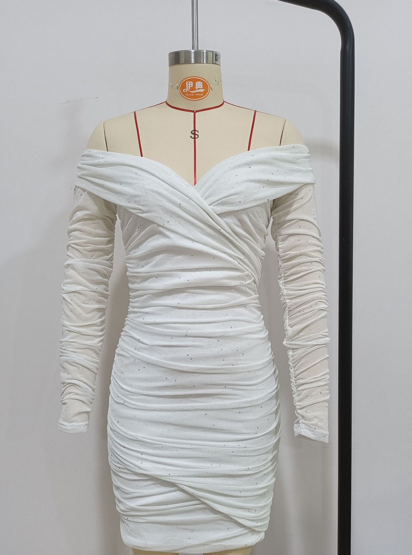 Women Sexy V-Neck Off Shoulder Bodycon Long Sleeve Dress 10