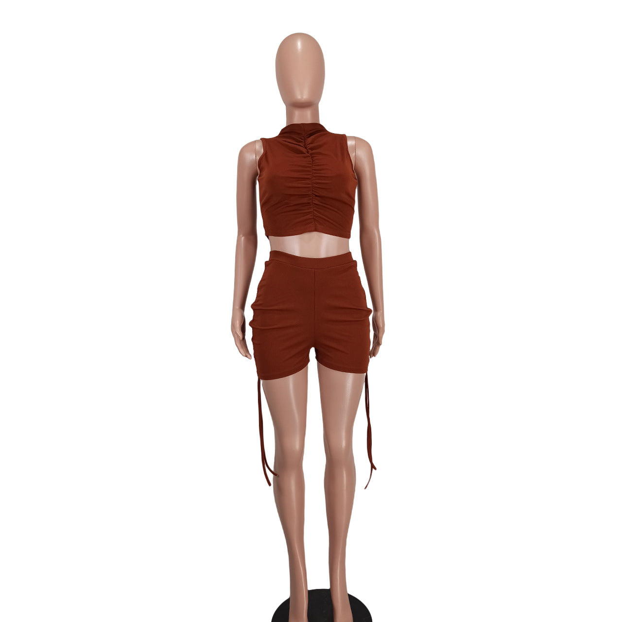 Women's Fashion Casual Drawstring Solid Two-Piece Set 21