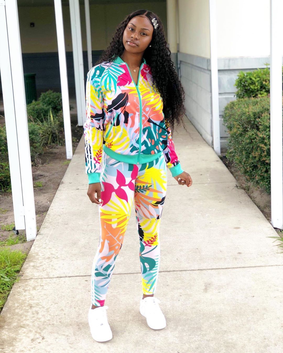 Women Floral Print Top and Pant Sports Two-piece Set