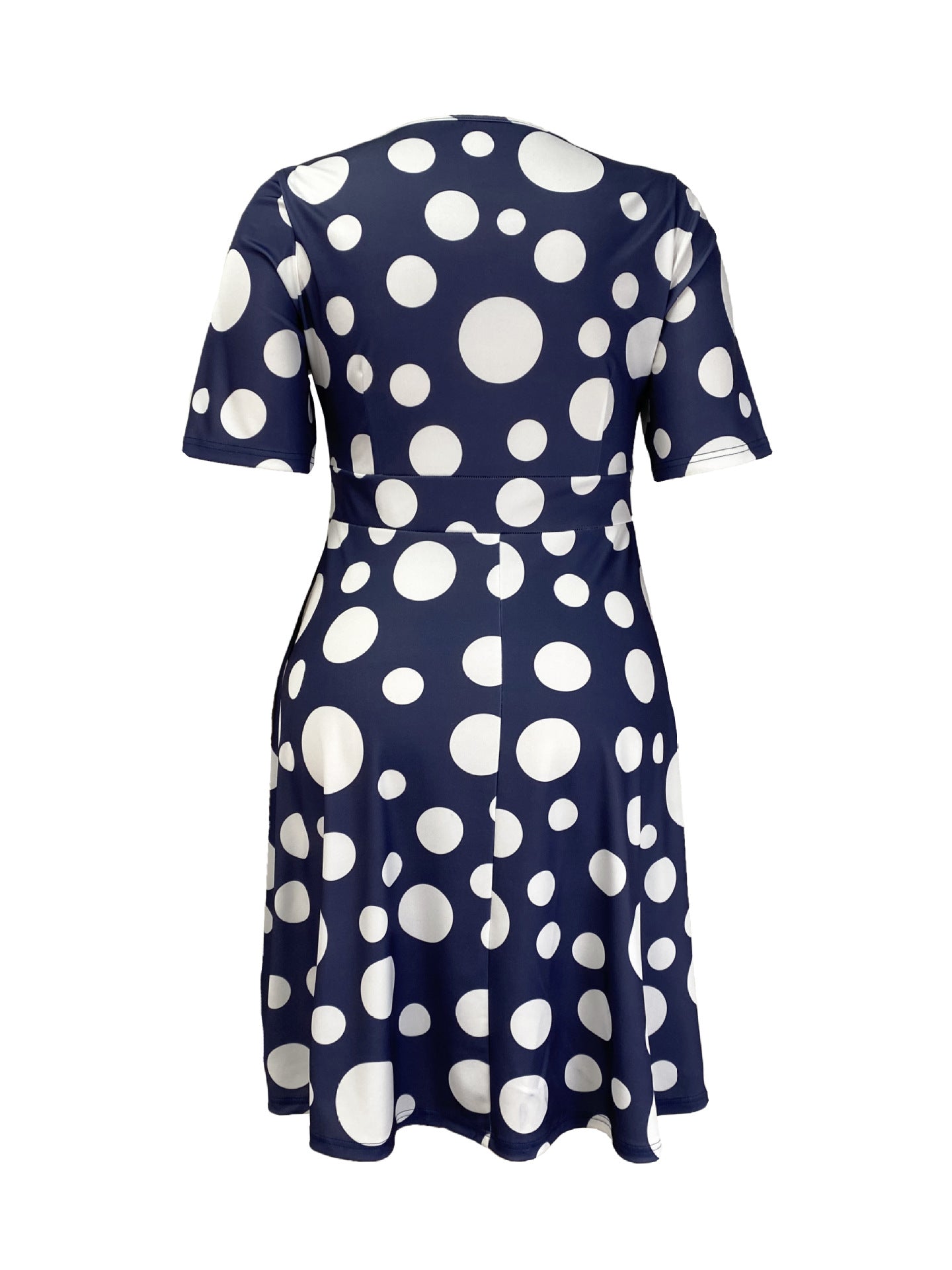 Women Polka Dot Print Elegant Short Sleeve Dress 3