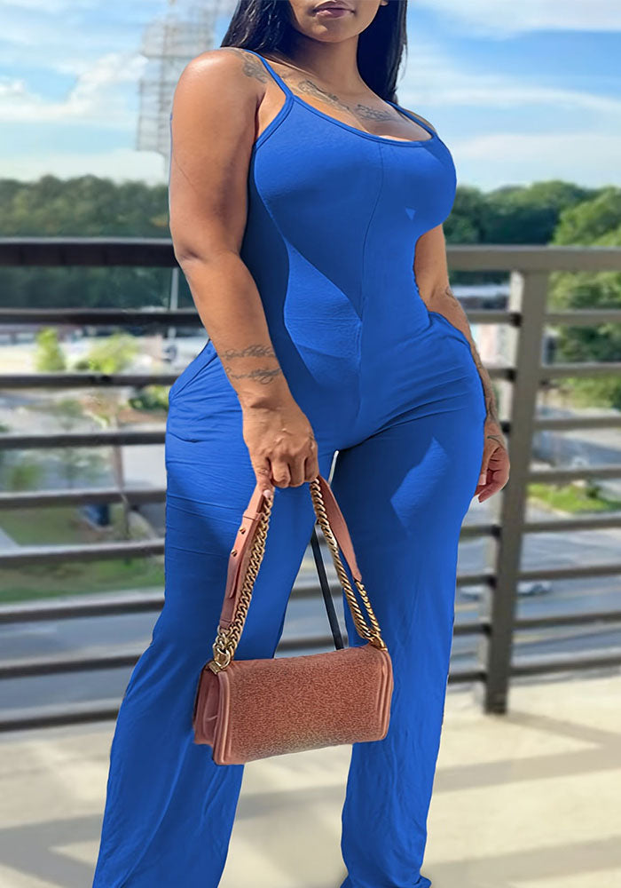 Plus Size Ribbed Tight-Fitting Jumpsuit