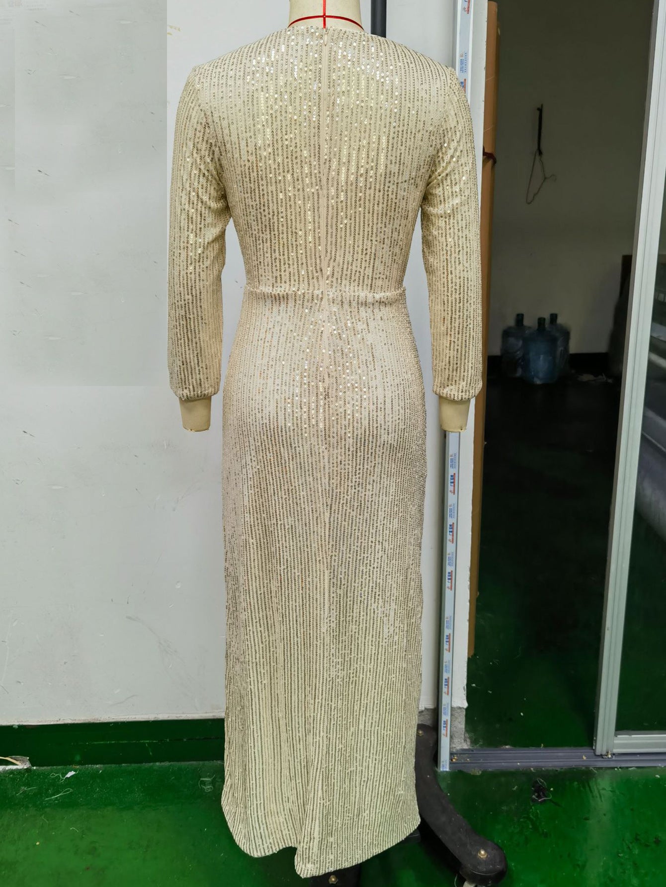 Women Sexy Sequin Long Sleeve Prom Evening Dress 8