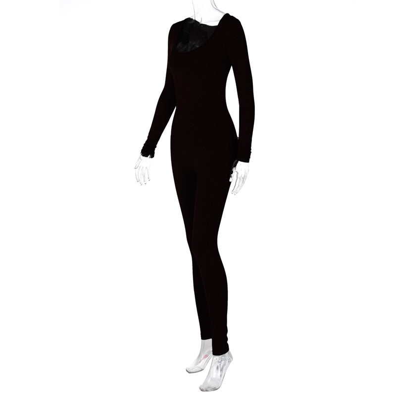 Women's Summer Fashion Long Sleeve Slim Solid Color Jumpsuit 20