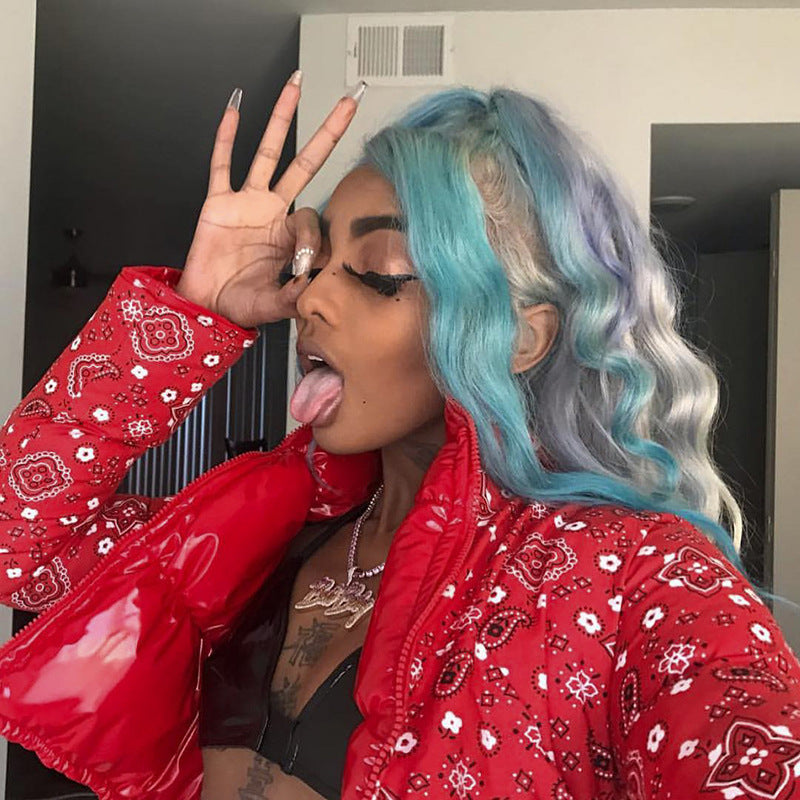 Winter Turndown Collar Camo Print Zip Reversible Women's Cotton Top 13