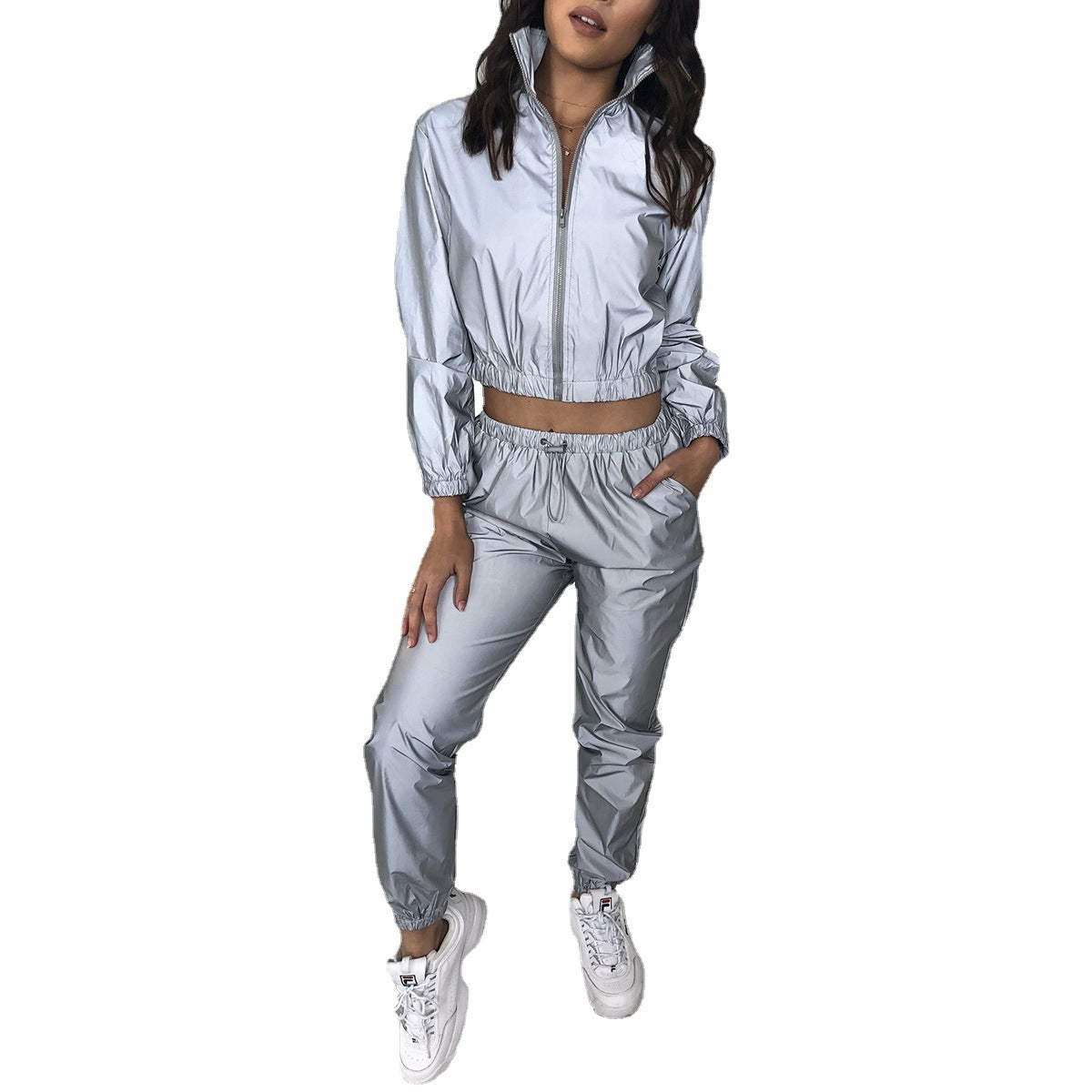Women's Fashion Reflective Casual Two Piece Pants Set 6