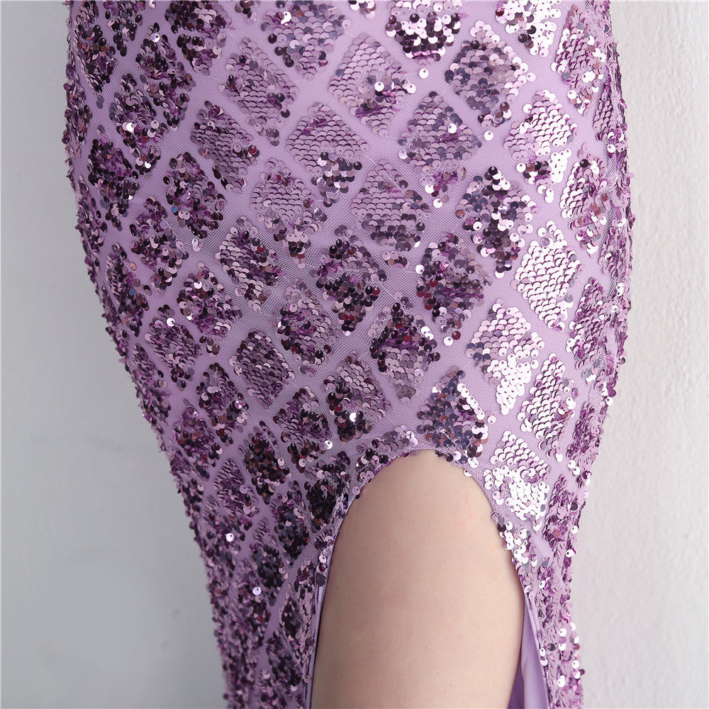 Sequined Strap Slit Bodycon Sexy Long Evening Dress 26